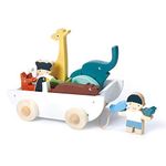 Tender Leaf Toys - The Friend Ship - 12 Pieces Pull Toy Ship Set with Stackable Animals and Friend Figures - Early Learning, Creative and Imagination Play for Children 3+