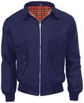 G5 APPAREL Mens Classic Vintage Scooter Harrington Bomber Jacket | Tartan Lined | Biker (XXL, Navy)