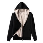 AOTORR Ladies Plain Hoodie Winter Warm Fleece Lined Zip Up Hooded Sweatshirt Jacket Coat for Women, S, Black