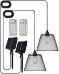 OMED Hanging Solar Powered Outdoor Rechargeable Dusk to Dawn Waterproof Remote Control Pendant Lights Dimmable LED Camping Lights for Gazebo Shed Garage Patio and Yard