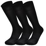 Marchare Boys Soccer Socks Toddler Football Socks 5-7 Years Knee High Solid Sports Socks For Boys Girls Black 3 Pairs