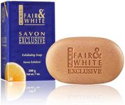 Fair and White Exclusive Exfoliating Soap - 7 oz / 200 g - Skin Brightening Bar, Fade Dark Spots, Hyperpigmentation Soap, Uneven Skin Tone, with Vitamin C and Shea Butter