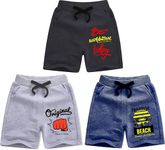 S4C Boy's Loop Knit Regular Shorts Combo Pack of 3 (Grey Melange,Blue Melange,Charcol_9-10 Years)