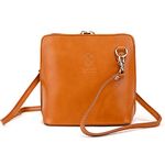 Small Vera Pelle Handbag Genuine Leather Cross Body Bag for Women Italian Mini Shoulder Bag Highquality Strap (Tan)