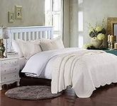 Brandream Romantic Cream White Quilt Set Queen Size Luxury Bedspread Matelasse Coverlet Set Vintage Bedding Set Collection