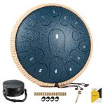 MeloBeat Steel Tongue Drum - 13 Inch 15 Notes Tongue Drum - Hand Pan Drum with Music Book, Handpan Drum Mallets and Carry Bag, D Major (Navy Blue)