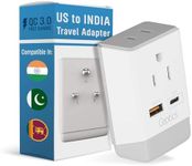 Ceptics US to India Plug Adapter, Type D Plug Adapter QC 3.0 & PD, Safe Dual USB & USB-C 18W, India Plug Adapter Fast Charging - Powerful 2 USA Sockets - Use in Pakistan Nepal Sri Lanka - AP-10