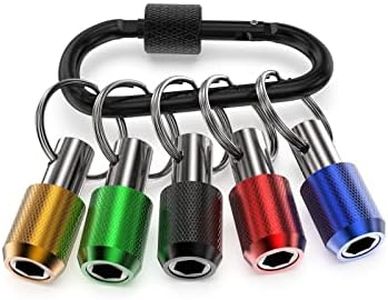 Katerk 6pcs 1/4'' Hex Shank Screwdriver Bit Holder Keychain Light-weight Portable Drill Bit Holder
