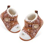 JOINFREE Baby Boots for Winter Baby Home Shoes Toddler Girls Cozy Booties Non-Slip Rubber Sole Baby First Walking Shoes BrownBears 18-24 Month Infant