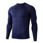 HUGE SPORTS Men's Sports Tops Thermal Casual Spring Autumn Winter Warm Long Sleeve Shirts Base Layer Running Skiing Outdoor Warm Polo Shirt Sweatshirt (Navy Blue,3XL)