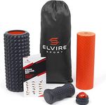 ELVIRE Foam Roller Set 5 in 1 Deep Tissue Massage Roller, Back Roller, Massage Ball, Foot Roller for Muscles Trigger Points - Relieves Pain: Back, Foot, Legs, Neck - Exercise Roller for Yoga & Physio