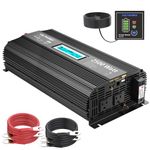 Pure Sine Wave 2500 Watt Car Power Inverter 2500w Converter DC 12V to 110V-120V AC with LCD Display 2 AC Outlets 2x2.4A USB Ports 1 AC Terminal Block Remote Control[3 Years Warranty] by VOLTWORKS