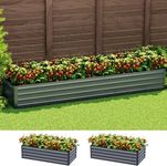 Greenfingers Garden Bed Galvanized Steel Planter Box, Gardening Supplies Plant Containers Patio, 320 x 80 x 45cm Set of 2 Rectangle Raised Beds for Vegetables Flowers Herbs