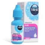 Blink Intensive Plus Liquid Gel Eye Drops - Relief From Dry Eyes - Instant and Long-Lasting Lubricating Eye Drops with Hyaluronic Acid, Suitable for Use with Contact Lenses, Refreshing Eye Drops,10 ml