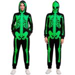 Spooktacular Creations Adult Women Skeleton Glow in The Dark Jumpsuit Pajama for Halloween Costume, Themed Party-XL