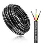 LightingWill 49.2FT/15M 16AWG 3x1.5mm² Electrical Wire 3 Core Cable, 16 Gauge 5V/12V/24V/240V/300V Low Voltage Extension Cable, Tinned Copper Wires, Flexible Cable High Temperature Resistant