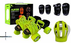 jaspo Unisex Cruiser Senior Players Quad Adjustable Outdoor Wheel Roller Skates Combo (Suitable For 6 To 14 Years) (Neon Green)