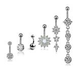 Aniwon Women's Navel Assorted Decor Creative Belly Button Ring Body Piercing Jewelry (Silver) -6 Pcs