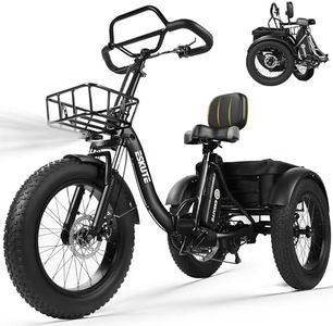 ESKUTE T300 Pro Electric Trike for Adults, 998.4Wh Long-Range Battery, 1200W Peak Motor, 20"x4.0" Fat Tires Reverse, Foldable 3-Wheel Butterfly Handlebar E-Bike with Storage Bags, Black