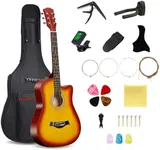 38inch Wood Acoustic Guitar, 6 Steel-String Acoustic Guitar With Guitar Bag, Elementary Tutorial of Folk Guitar for Beginners and Adults. (Orange)