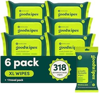 goodwipes Flushable Butt Wipes - Vitamin E & Aloe - Sewer & Septic Safe - Extra Large Adult Wet Wipes For Women & Men - Bathroom Essentials - Botanical Bliss, 318 Count (6 Packs + 1 Travel)