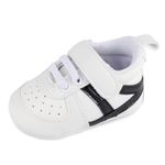 MASOCIO Baby Shoes Boys First Walking Toddler Trainers Boy Boys' Pre Walkers 9 Infant Size 3 UK Child White Black 6-12 Months