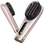 Llano Cordless Hair Straightener Brush,Portable Mini Straightening Brush for Travel, Negative Ion Hot Comb Hair Straightener for Women, 6400 mAh USB Rechargeable, 100M+,Ions Hot Brush (Hot Pink)