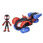 Spidey and His Amazing Friends Marvel Change 'N Go Techno-Racer and 4-Inch Miles Morales: Spider-Man Action Figure, 2 in 1 Vehicle, for Kids Ages 3 and Up