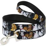 Dog Leash Disney Dogs Group Collage Paws Gray Black 6 Feet Long 1.5 Inch Wide