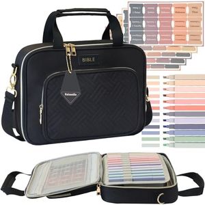 Bible Cover for Women Bible Case, Large Bible Bag, Bible Study Supplies Bible Journaling Kit Book Carrying Case with Bible Highlighters Tabs, Valentines Day Christian Gifts for Women