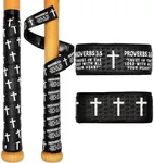 2 PCS Baseball Bat Grip Tapes, Faith Cross Bat Grip Tape, 1.5mm Precut and Full Adhesive Baseball Wrist Tape, Scripture Designs Non-Slip Religious Baseball Grip Tapes for Sports