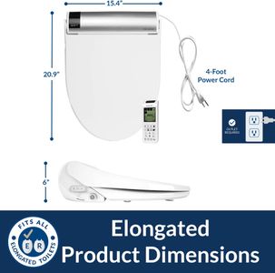 BioBidet Bliss BB2000 Elongated Smart Bidet Toilet Seat – White, Wireless Remote, Warm Water, Nightlight