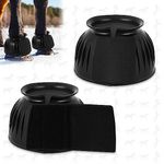 Abbylike 1 Pair Horse Bell Boots Protect Against Hoof Impact Trauma Rubber Bell Boots for Horses Black Horse Boots Horse Care Boots for Turnout No Rub Design Comfort Quick Wrap Hook and Loop (Medium)