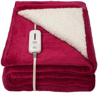 Electric Heated Blanket Throw, Full Body Size Fast Heating Blanket with 3 Heat Settings and Extra Long 13-Foot Power Cord, Reversible Ultra Soft Flannel and Sherpa for Cosy Warmth (50” x 60”) - Red