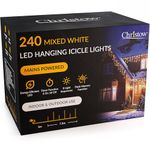 CHRISTOW Hanging Icicle Christmas Lights, 240 Mixed White LEDs, 7.5m Lit Length, Indoor & Outdoor, Mains Powered with Timer, 8 Light Sequences with Memory, Icicle Fairy Lights