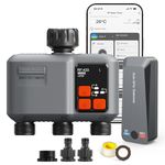 johgee Smart WiFi Water Timer 3 zone for Irrigation with 984 Feet RF Gateway, 3 Outlet Remote Control Sprinkler Hose Timer for Garden Hose, Rain Delay,WiFi Irrigation Sprinkler Controller for Garden