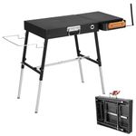 FOZHUAWU Grill Table for Blackstone Griddle, Portable Griddle Table with Caddy - Fit 17” or 22” Other Tabletop Grill, Foldable Ninja Grill Stand& Blackstone Griddle Stand (GT45A, L-Grill Table)