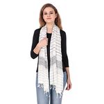 stole/scarf for girl/ladies Colour- White soft viscose cotton blend ethnic stripes pattern scarves pack of 1 ST-15