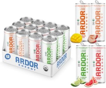 ARDOR ENERGY Sparkling Water TROPICAL variety 12 pack with 100mg Organic Caffeine from Green Tea & 200mg Organic L-Theanine (Focus & Calm). No Sugar. No Calories. Vegan. Gluten Free.