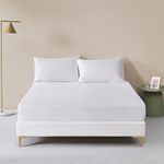 Simple&Opulence 100% Bamboo Viscose Fitted Sheet, Cooling and Luxurious Silky Hypoallergenic Bed Sheet with Extra Deep Pocket (King, Bamboo White)