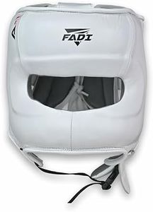 Fadi Sports Authentic Series A1 Boxing Headgear - Pure Leather Head Guard for Kids and Adults in MMA, Kickboxing, Muay Thai, Karate, Martial Arts and Taekwondo (White, L/XL)