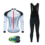 MOXILYN Cycling Jerseys Men Set Bike Clothing for Men Long Sleeve Bike Jacket and Cycling Bibs Pants with 20D Gel Pad, H4s-2, Large