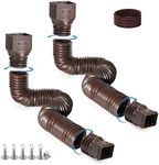 plusgutter 2 Pack Rain Gutter Downspout Extensions, Flexible Downspout Extender with 58"+68" Extendable Pipes for Rain Water Drainage, Durable Down Spout Drain Extension with Connector (Brown)