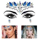 MAYCREATE® Face Gems Rhinestone Face Decoration Jewelry Stickers For Women Girls, Mermaid's Tears Makeup Stickers Artist Temporary Eyes Decor Crystal Face Jewels for Festival, Party, Rave (Blue)