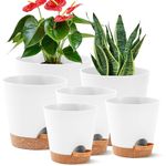 6 Pack Plant Pots Indoor 8/7/6.5/6/5.5/5 Inch Flower Pots Self Watering Planters for Indoor Plants with Drainage Hole Plastic Plant Pot for African Violet Cactus Flowers Succulents(White)