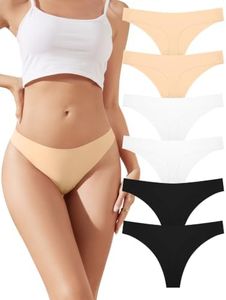 ANSUKOO Seamless Thongs for Women 6 Pack,No Show Underwear,Comfortable Ladies Panties Underpants,Invisible Gym Workout Undies