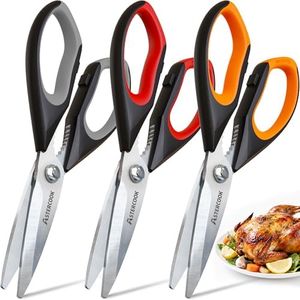 Astercook Heavy Duty Kitchen Shears with Serrated Blade, Ergonomic Handle - For Poultry, Herbs, Vegetables