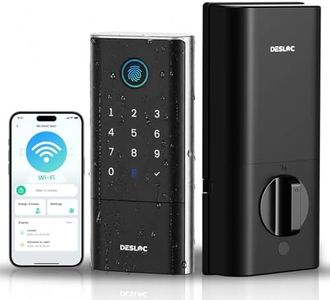DESLOC Smart Lock K120, Fingerprint Keyless Entry Front Door Lock, WiFi Electronic Deadbolt, 16 Month Li-ion Battery(15000mAh), APP, Touchscreen Keypad, IP65, GPT Smart Recognition, BHMA 3, Black