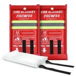 FIREWESS Emergency Fire Blanket, Fiberglass Fireproof Blanket for House Camping, Car, Office, Grill, Warehouse Emergency Survival Safety (Fiberglass-2pack)