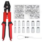 Wire Rope Crimping Tool Kit Fishing Crimping Pliers with 500pcs 6 Size Aluminum Crimp Sleeves Fishing Cable Crimping Tool Aluminum Loop Sleeves Set